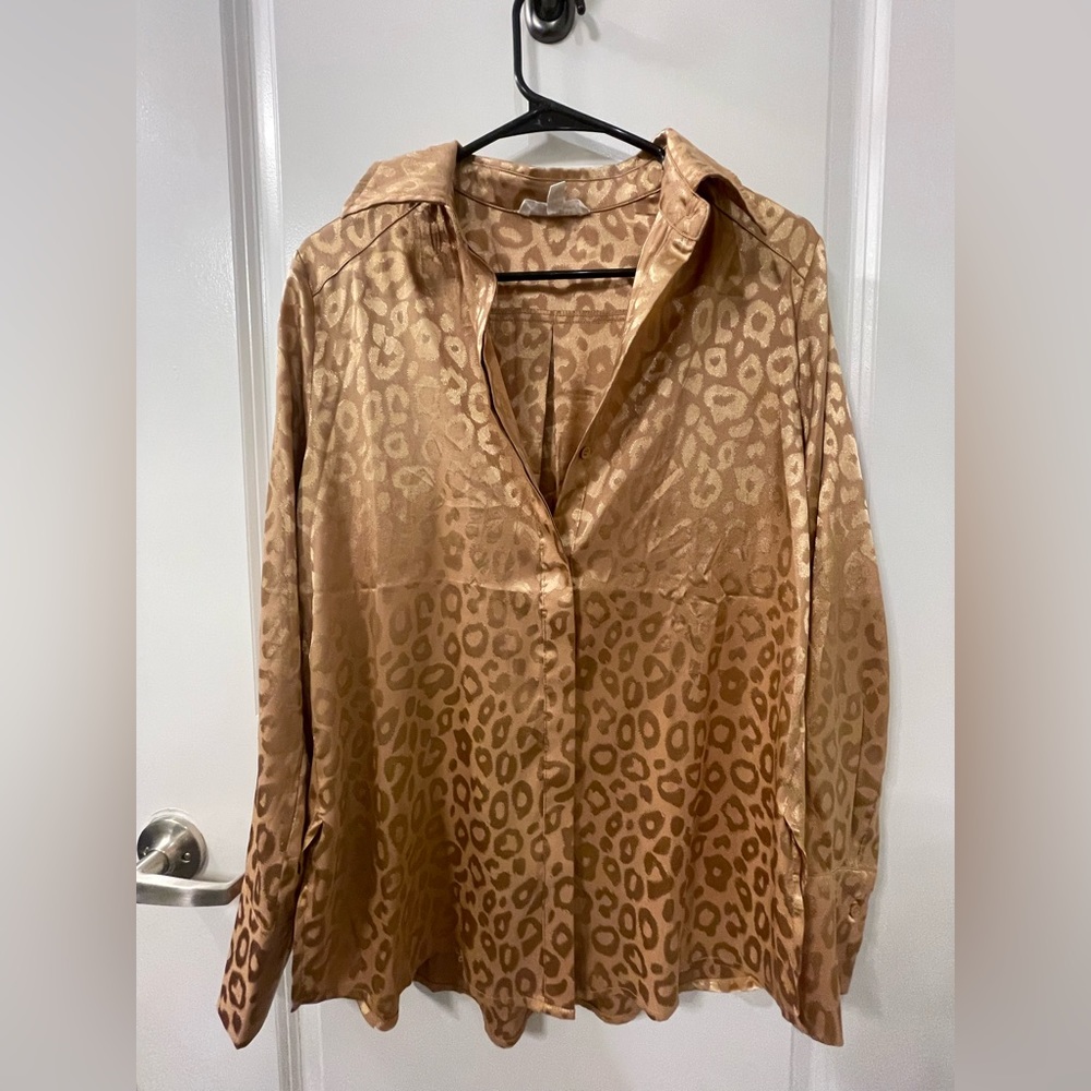 12th Tribe - Leopard Print Silky Blouse